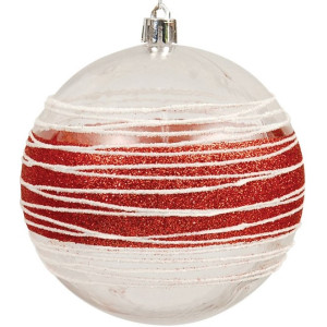 Κόκκινη Πλαστική Χριστουγεννιάτικη Μπάλα 8cm (Σετ 6 τμχ)